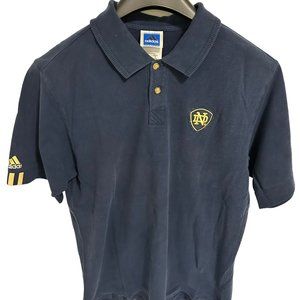 Vintage Adidas Notre Dame Fighting Irish Polo Shirt Size Large Blue